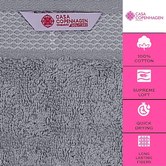 CASA COPENHAGEN Solitaire Mix 6 Pieces Towel Set- White + Grey Violet, 600 GSM - Image 5