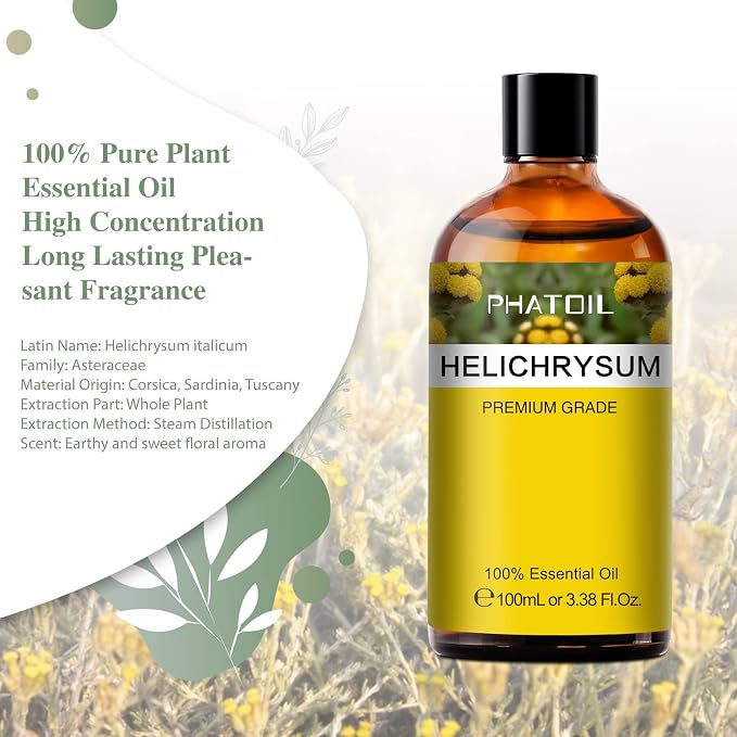 Helichrysum 3.38fl.oz Essential Oil, PHATOIL Pure Aromatherapy Oils - Image 2