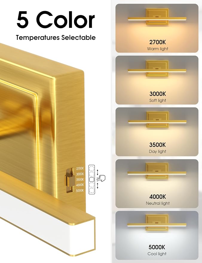VOLISUN Bathroom Vanity Light 15.7 inch, 12W Dimmable 5CCT Led Bathroom Light - Image 3