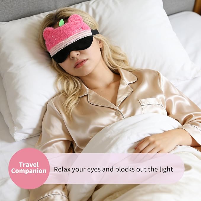 PERFECTSIGHT Sleep Eye Masks, Cute Bear Plush Sleep Eye Cover Lightweight - Image 3
