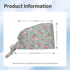 Scrub Cap for Women and Men Boho Black Leaf Pattern Adjustable Breathable - Image 3
