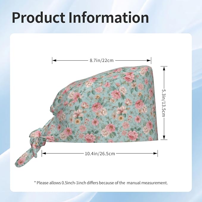 Scrub Cap for Women and Men Boho Black Leaf Pattern Adjustable Breathable - Image 3