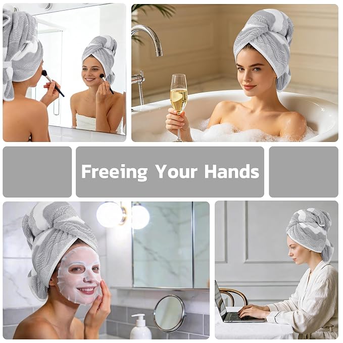 SUNLAND Microfiber Hair Towels Anti Frizz Hair Drying Towel Super Absorbent - Image 7