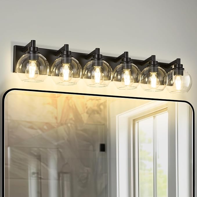 Bathroom Light Fixtures, 6 Light Matte Black Vanity Light, 38 Inch Modern Wall - Image 8