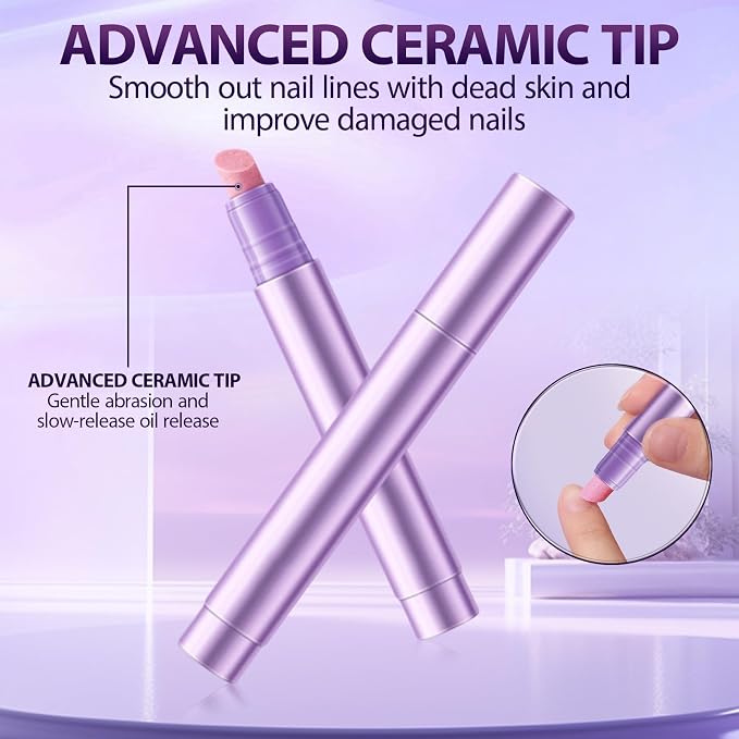 3Pcs Cuticle Oil Pusher Pen Set, 2-in-1 Ceramic Cuticle Pushers Pusher & Oil Pen - Image 4