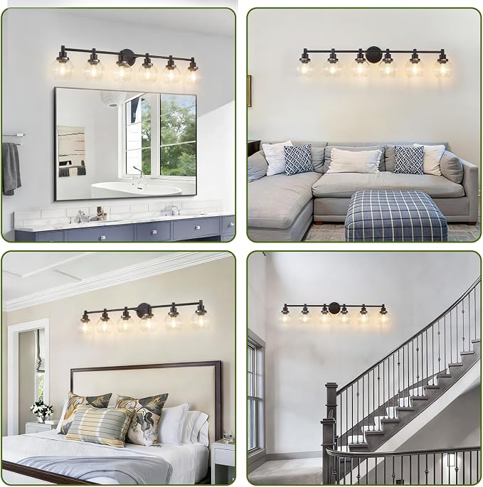 6-Light Bathroom Light Fixture Black Vanity Lights Over Mirror Modern Wall - Image 7