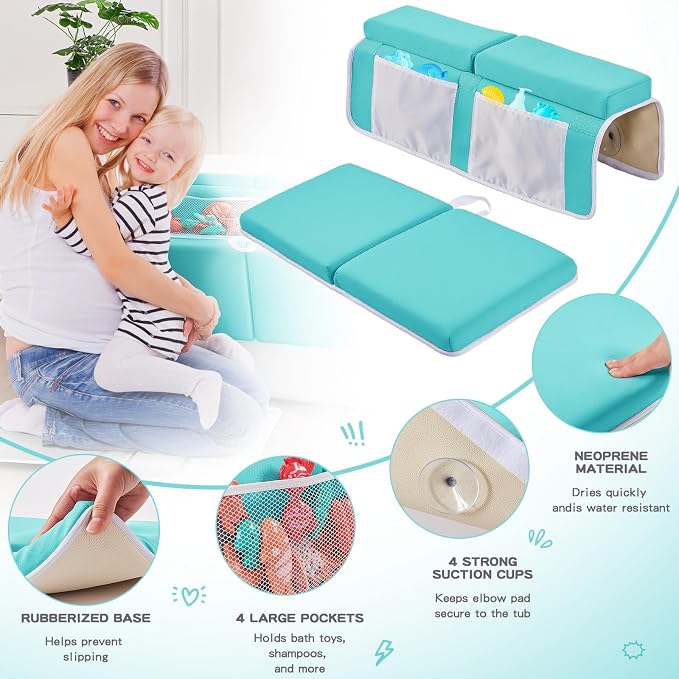 Baby Bath Kneeler and Elbow Rest Pad Set, Bath Kneeling Pad Thick Soft Quick - Image 3