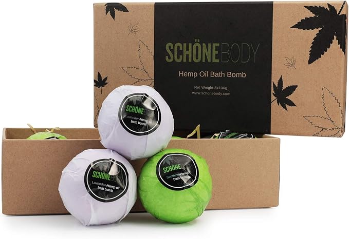 8 Pack Hemp Bath Bombs Set for Muscle Therapy & Relaxation | Large Vegan Fizzy - Image 7