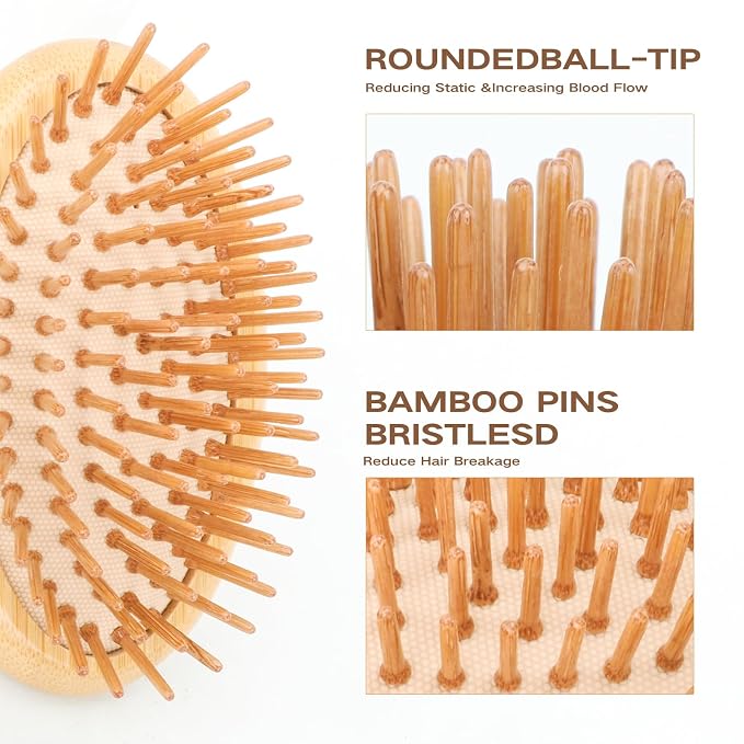 Bamboo Brush for Hair Growth Combetter, Natural Wood Brush, Mini Hair Scalp - Image 4