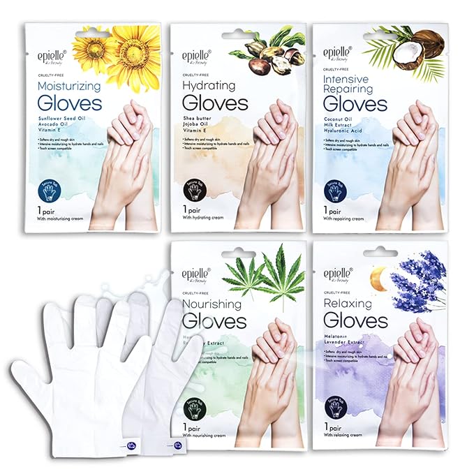 Epielle Assorted Hand Mask 5 Pairs, Deep Moisturizing Gloves by Epielle