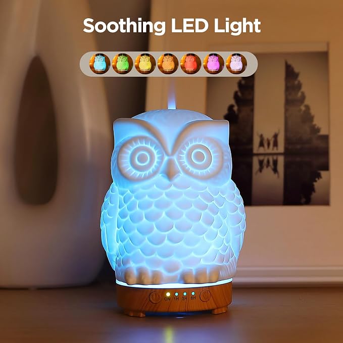 Owl Ceramic Aromatherapy Diffuser INRORANS 160ml Stone ultrasonic Cool Mist - Image 2