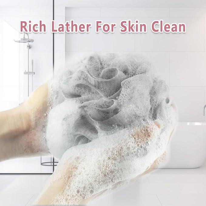 Rnoafmu Shower Loofah Bath Sponge, 60G Loofah Exfoliating Body Scrubber - Image 5