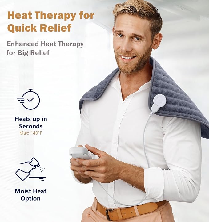 Christmas Gifts Heating Pad for Back, Shoulder Pain & Cramps Relief, Electric - Image 4