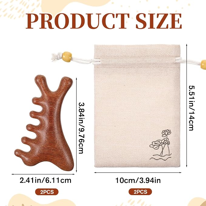 2 Pcs Wooden Scalp Massager Comb Sandalwood Scalp Massager Handmade - Image 2