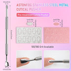 Pre-Treatment Cuticle Pusher, Dual Ended Cuticle Remover Russian Prep Nail - Image 2