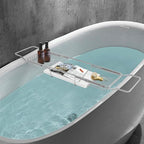 Stainless Steel Bathtub Tray, Expandable Marble Bath Tray - Image 7