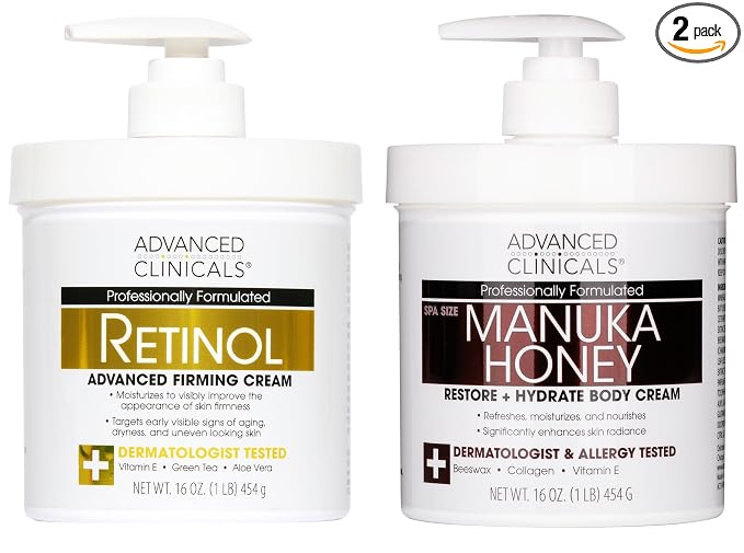 Advanced Clinicals Unscented Retinol Body Lotion & Face Moisturizer + Manuka by AdvancedClinicals