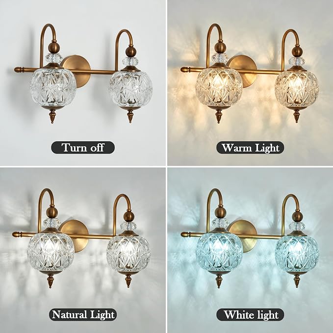 Piepooye Vintage Bathroom Light Fixtures Gold Vanity Light - Image 8