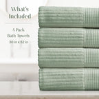 Springtree Home 100% Cotton Bath Towel Set of 4 | Super Soft & Absorbent - Image 2