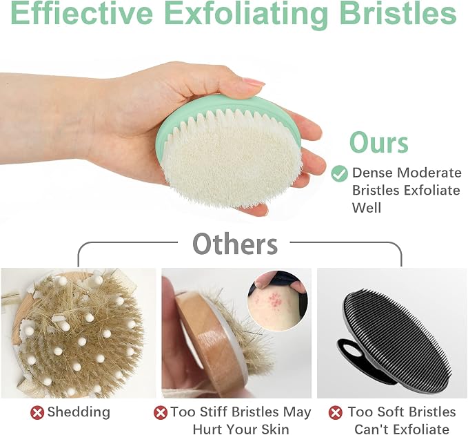 Dry Brushing Body Exfoliating Brush, Anti Slip Body Scrubber - Image 4