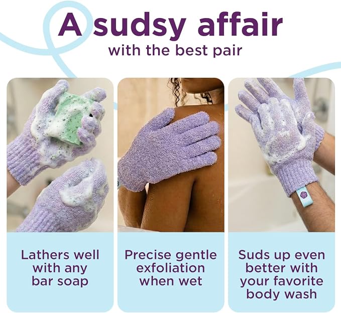 Love Being Scrubbed Body Exfoliating Gloves, Stretchy Exfoliating Body Scrubber - Image 5