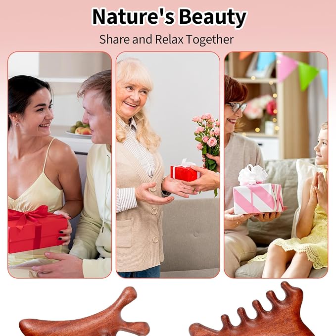 4 in 1 Natural Sandalwood Gua Sha Massage Tool, Face Eye Neck & Body Meridian - Image 7