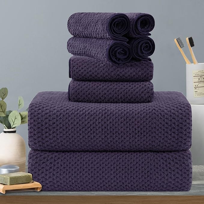 8-Piece Purplr Bath Towels Set, 2 Oversized Large Bath Towels Sheet, 2 Hand by Hailea