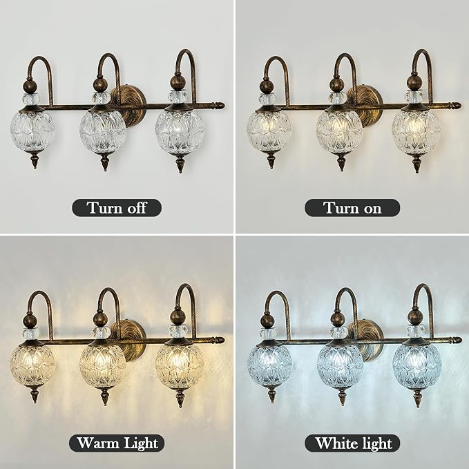 Piepooye Vintage Bathroom Light Fixtures Bronze Vanity Light - Image 4