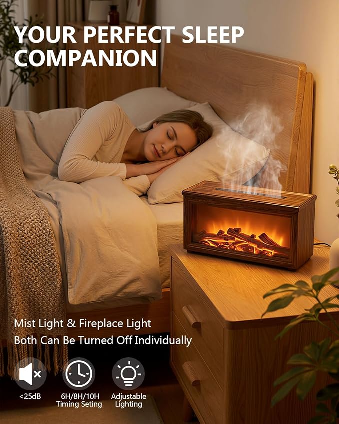 Essential Oil Diffuser, 7-Color Fireplace Fire Flame Aromatherapy Humidifier - Image 5