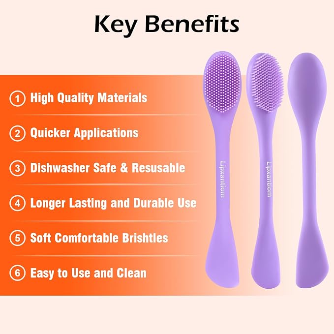 3 Pcs Silicone Facial Cleansing Brush, 2 in 1 Face Mask Applicator and Pore - Image 7