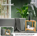 Bamboo 2-Tier Corner Shower Organizer, Waterproof Standing Shower Caddy Storage - Image 2