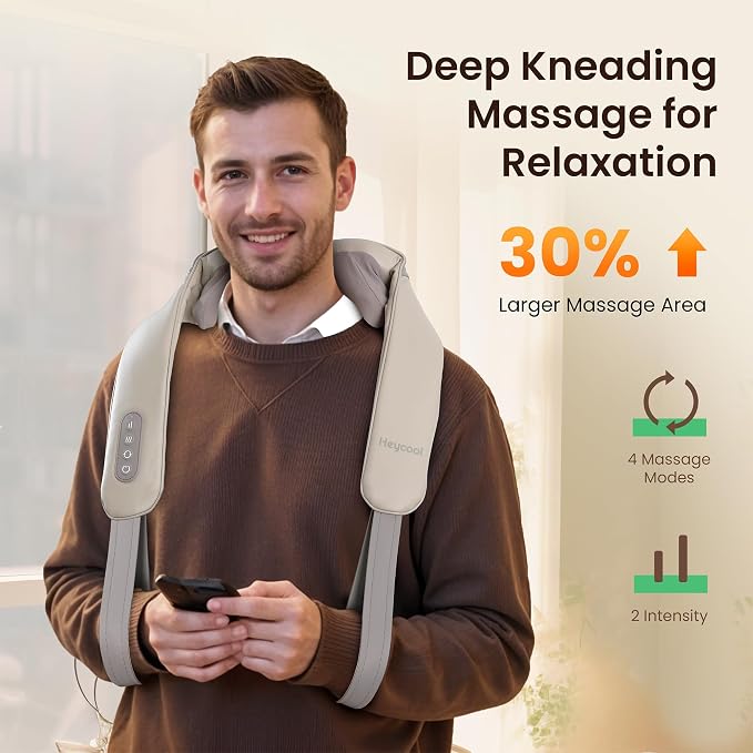 Heycool Cordless Neck and Shoulder Massager, Graphene Heating, Upgraded Shiatsu - Image 5