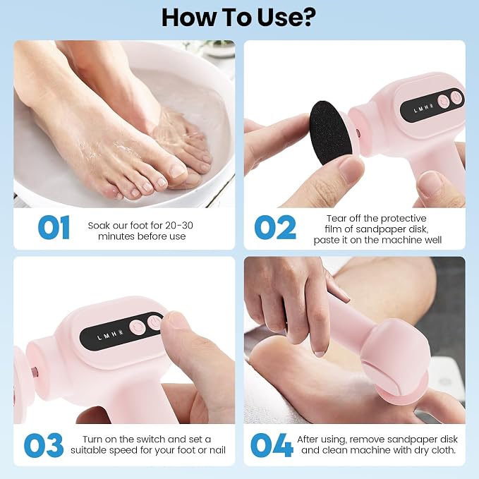 Electric Callus Remover for Feet, 2 in 1 Cordless Foot File Grinder Scrubber - Image 8