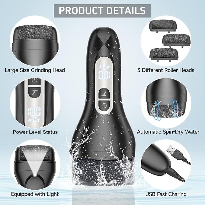 Electric Callus Remover for Feet, Professional Pedicure Kit Rechargeable Foot - Image 6
