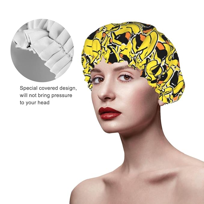 Cute Ducks Shower Cap For Women Reusable Waterproof Double Layers Bath Cap Hair - Image 3