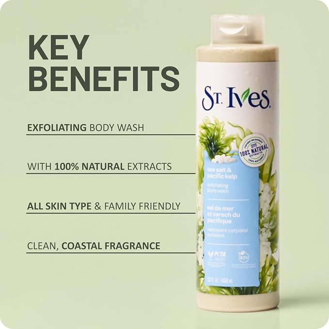 St. Ives Sea Salt & Pacific Kelp Exfoliating Body Wash 22 Fl Oz - Image 5