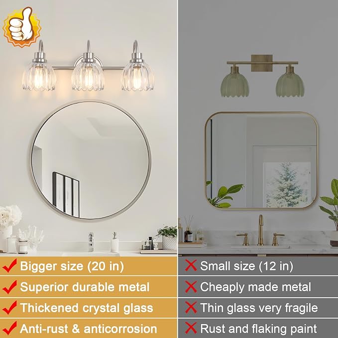 Bathroom Light Fixtures, Brushed Nickel Vanity Lights - Image 2