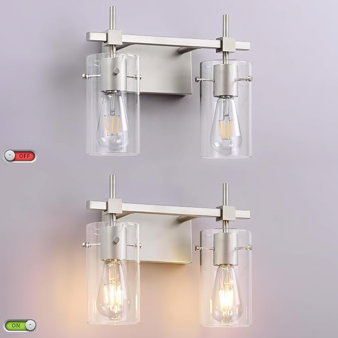 SOLFART 2 Light Wall Scone Vintage Vanity Light Fixtures Brushed Nickel Wall - Image 5