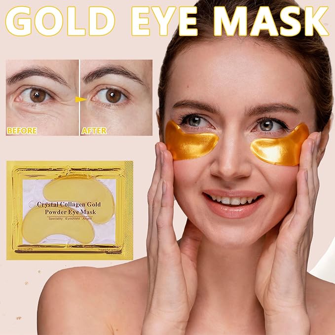 40 Pairs Lip Mask & Eye Mask, 24K Gold Gel Crystal Collagen Under Eye Patches - Image 3