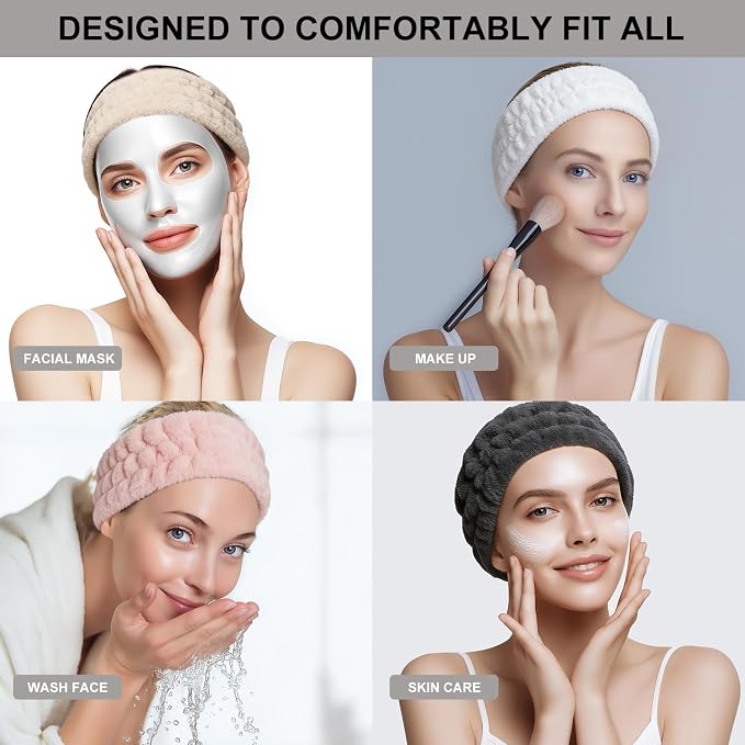 4 Pieces Spa Headband for Women Skincare Headband Makeup Headbands for Washing - Image 4