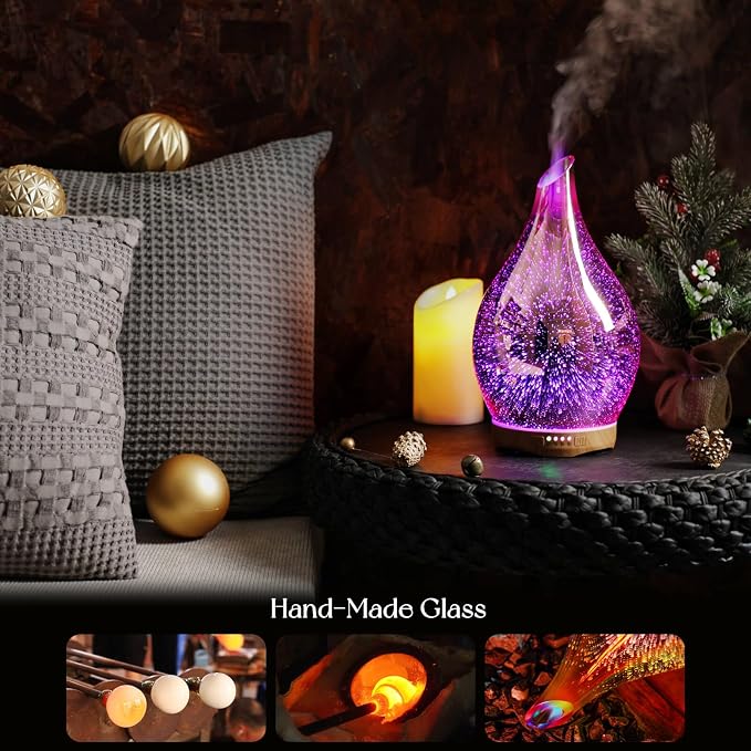 Porseme 280ml Essential Oil Diffuser, 3D Glass Aromatherapy Diffusor, - Image 5