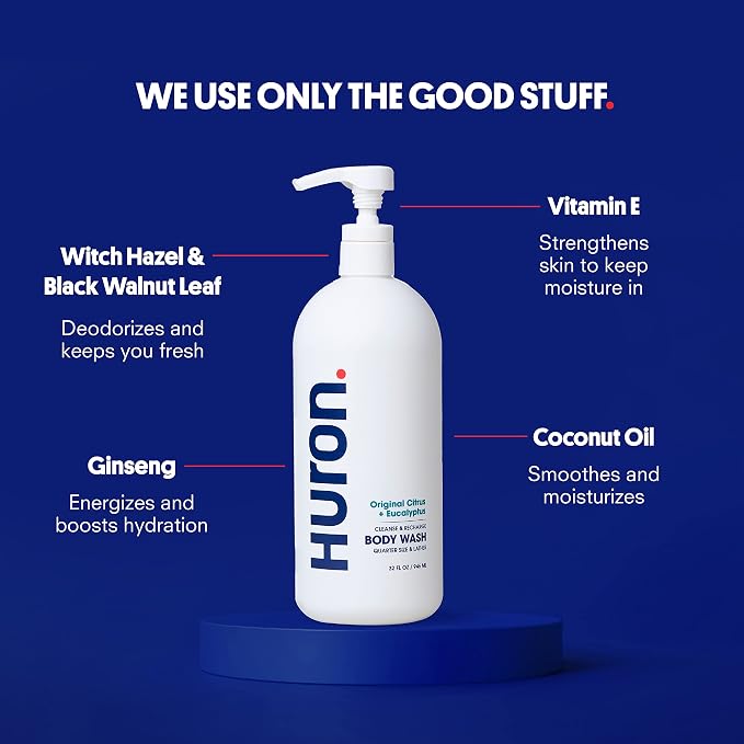 Huron Body Wash for Men and Women, Hydrating Daily Cleanser - Image 3