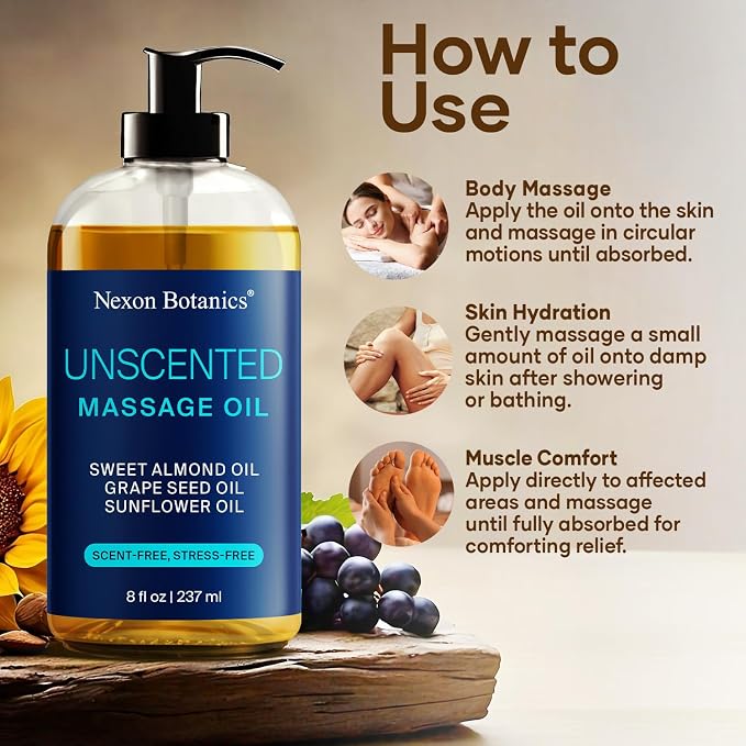 Unscented Massage Oil for Massage Therapy 8 fl oz - Image 3