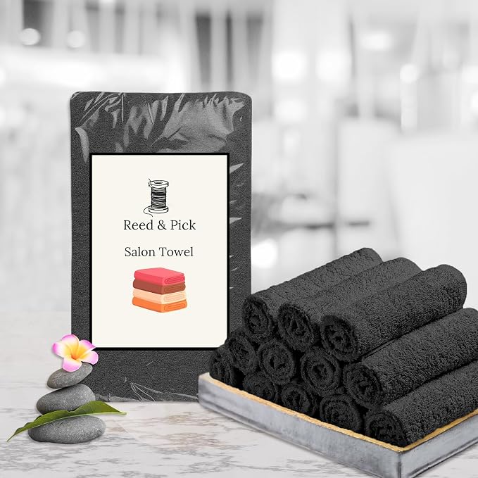 Reed&Pick 24 Pack Dark Grey Hand Towels 100% Cotton Spa Towels – 16x26 inches - Image 3