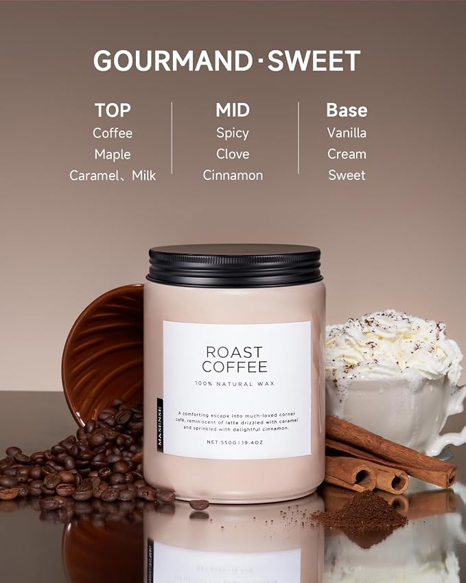 M&SENSE Coffee Scented Candles for Home, 19.4oz Soy Candles Non Toxic, 110 - Image 2