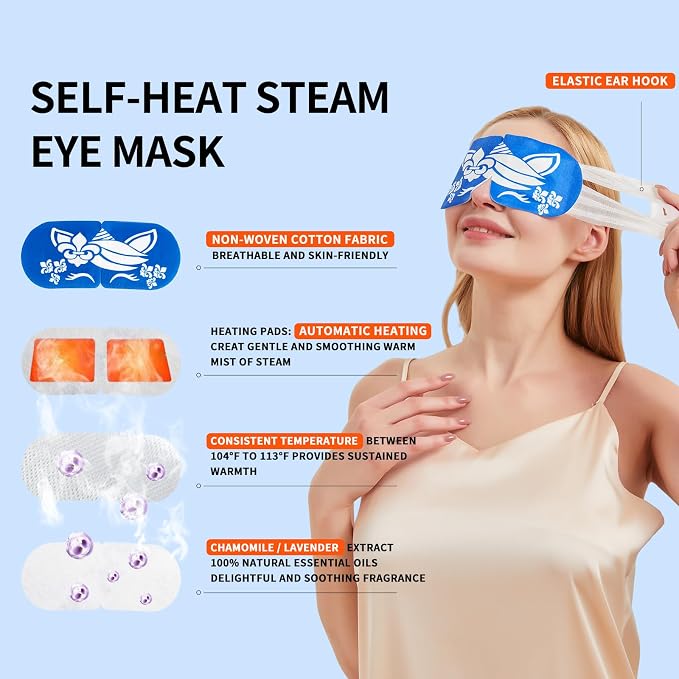 steam Eye mask for Dry Eyes, self-Heating Eye mask for Sleeping, Relief Stress - Image 2