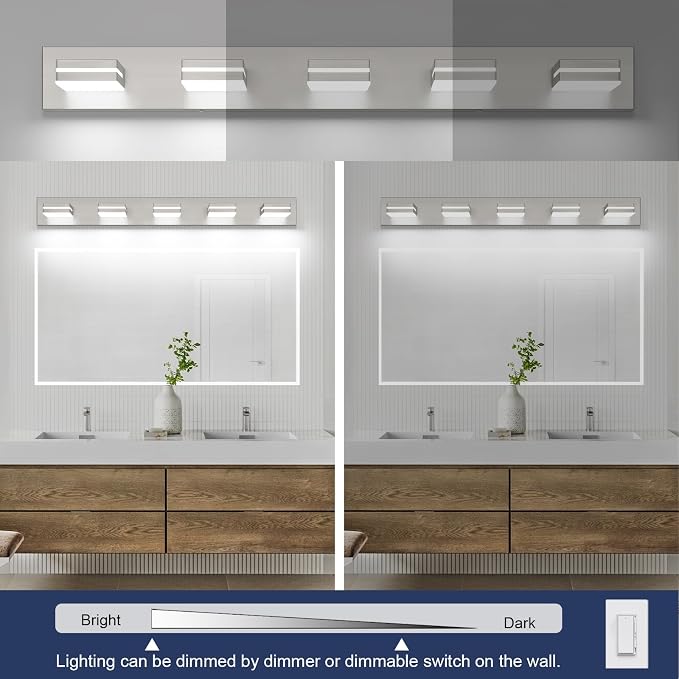 SineRise LED Modern Bathroom Vanity Light Fixtures, Brushed Nickel Modern - Image 5