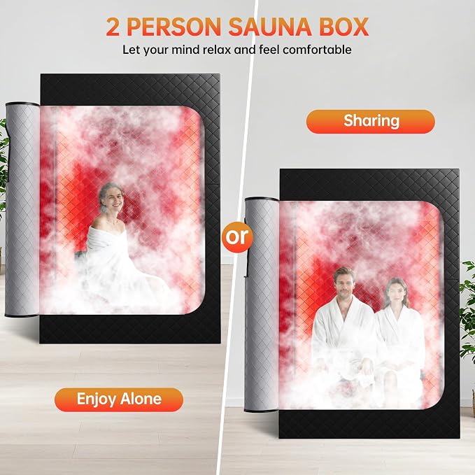 Upgraded 2 Person Infrared Sauna Box, 77”x 37”x 50” Portable Sauna - Image 6