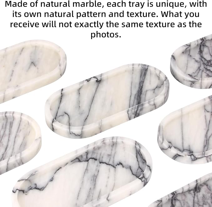 Natural Marble Tray Oval, Bathroom Vanity Tray - Image 4