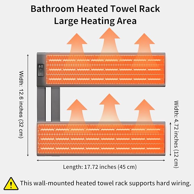 Verida Towel Warmer Rack, Support Hardwired and Plug-in, Wall-Mounted Electric - Image 8